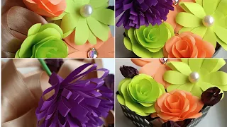 How to make easy Paper Flowers.3 DIY.Flores de papel.Fleurs de papier.Бумажные цветы.कागज के फूल.紙花