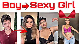 Boy To Hot Girl makeup transformation 💦💋🙀 #1treanding #m2f #makeuptransformation #boytogirlmakeup