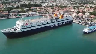 Blue Star Διαγόρας στο λιμάνι της Χίου, Blue Star Diagoras at Chios port,  Drone View, Dji Mavic Pro