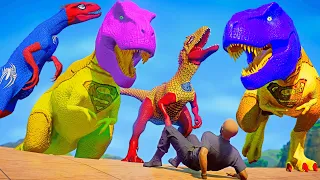 Superhero Dinosaurs on the Hunt! Superman T-Rex, Spiderman Indoraptor, Ironman - Epic Showdown!