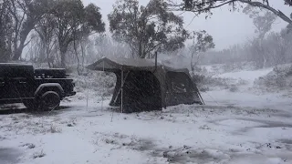 Solo Camping in the RAIN, SNOW and DAMAGING WINDS Everything is Soaking Wet | Silent Vlog
