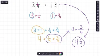 4th Grade | Fractions | Adding Mixed Numbers using the Standard Strategy | Teaching