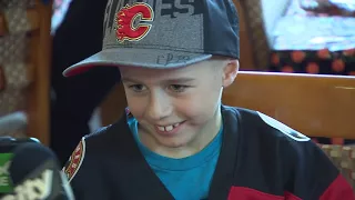 Calgary Flames join the kids at Ronald McDonald House to carve jack-o-lanterns