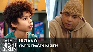 Luciano , warum sagst du ständig "skrrr" | Kinder fragen Rapper | Late Night Berlin | ProSieben