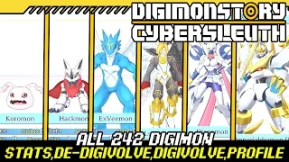 Digimon Story : Cyber Sleuth - All 242 Digimon LV99 Stats,De-Digivolve,Digivolution and Profile !