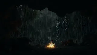 Campfire Crackling sounds in a Cave Alone for sleeping, Relaxing music, ASMR sounds, meditation, BGM