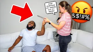 SLAPPING My Girlfriend Phone Out Her Hand PRANK (SHE WAS HEATED)