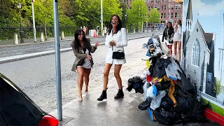 She almost P**d from fright. trashman prank