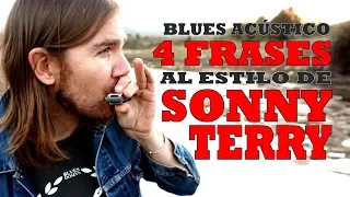 🛣 CUATRO Frases de BLUES ACÚSTICO estilo SONNY TERRY 🛣 Armónica en C | Harpvard