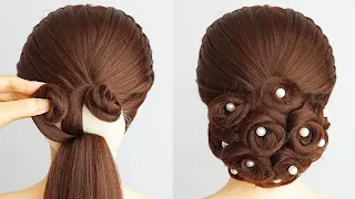 Flower Bun Hairstyle For Wedding & Party | New Latest Hairstyle For Ladies