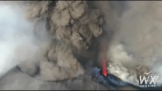 La Palma Volcano eruption  insane drone video of lava fountain  jet  huge ash cloud 4k