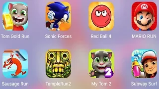 Subway Surf,Red Ball 4,Mario Run,My Talking Tom 2,Temple Run 2,Sonic Forces,Sausage Run,Tom Gold Run