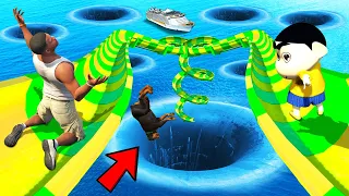 SHINCHAN AND FRANKLIN TRIED THE IMPOSSIBLE HIGHEST WATER SLIDE MELA CHALLENGE GTA 5