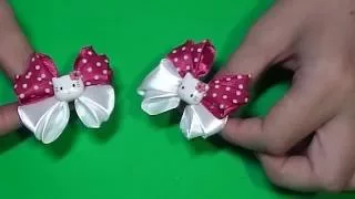 DIY Бантики Hello Kitty для малышек/Bow Hello Kitty for small girl