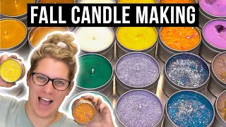 I MADE 30 FALL GLITTER CANDLES + Bath and Body Works Dupes, Beginner Friendly | Royalty Soaps