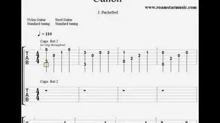 Pachelbel's Canon in D Guitar Pro tab for two guitars