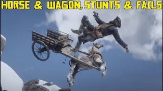 Red Dead Redemption 2 Horse & Wagon, Stunts & Fails, Launches, Funny Moments