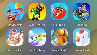 Drawmasters,Monsters Lab,Fruit Clinic,Rail Rush,Pancake Run,Hair Challenge,Lumber Rush,Crossy Road