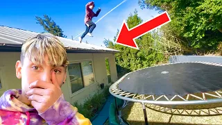 INSANE TRAMPOLINE ROOF JUMP *13 YEAR OLD* | Soloflow & Gavin Magnus