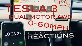 Tesla Model 3 Dual Motor Performance AWD 0-60mph Acceleration Reactions
