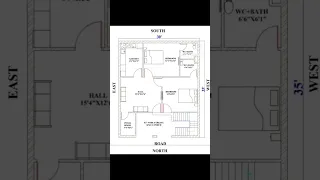 Simple 2BHK House Plan (30'x35')  #house #art #architecture #construction #autocad