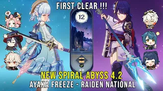 C0 Ayaka Freeze and C0 Raiden National - NEW Genshin Impact Abyss 4.2 - Floor 12 9 Stars