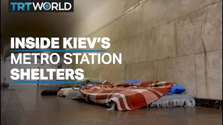 Ukrainians seek safety in Kiev metro station