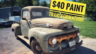 Incredible difference on our Barn Find 52 Ford F1 pickups paint!