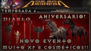 Diablo IV - Evento de Aniversário - 1 ano! Muito Gold, Experiência e Cosméticos!!!