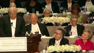 Trump, Clinton trade biting jokes at Al Smith dinner