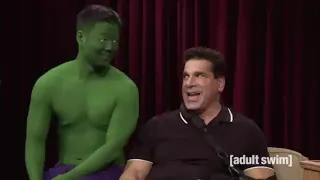 Eric ANdre gets jumped by monkey in the hulk interview