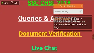 Live Chat || DOCUMENT VERIFICATION & Typing || SSC CHSL 2018 Examination