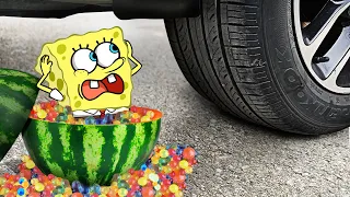 No God! Please Nooo Crushing Baby Sponge Bob Animation 🚓 Crushing Crunchy & Soft Things by Car