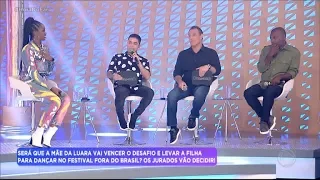 Iza e jurados dão nota para apresentação de Luara e a mãe