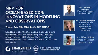 Ocean-Climate Solutions Innovation Exchange | MRV for Ocean-Based CDR: Modeling and Observations