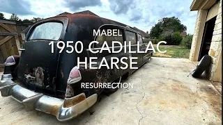 1950 Cadillac Hearse resurrection. ￼Cleaning it up after 20 years in a field. Will it run? EP2