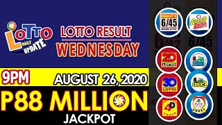 9PM AUGUST 26, 2020 LOTTO RESULT | PCSO | 6/55 | 6/45 | WEDNESDAY
