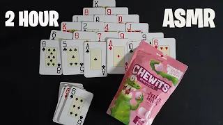 ASMR 2 HOURS PLAYING SOLITAIRE & CHEWY CANDY - SOFT WHISPERS