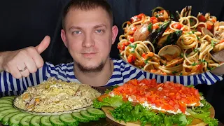 Мукбанг | Паста с морепродуктами | История одного глаза😂 про Kfc #мукбанг #обжор #mukbang