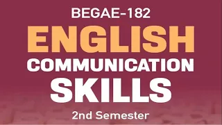 English Communication Skills BEGAE 182