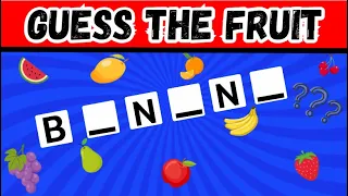 Can You Guess the Fruits Without Vowels? ✅🥦 | Easy, Medium, Hard, Impossible