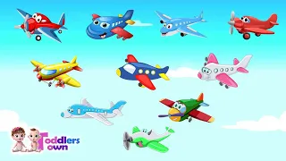 10 little Airplanes | Kids Songs | Count to 10 | Aeroplanes Children Rhymes
