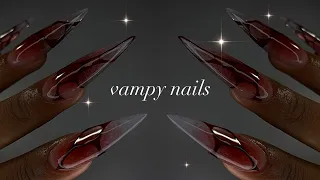 RED VAMPY NAILS🩸| trying Born Pretty products + intricate nail art!✨