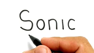 VERY EASY, How to turn words SONIC into cartoon for kids