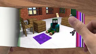 FLIPBOOK   Monster School  VISITING HORROR SCP 087 STAIR   Minecraft Animation018