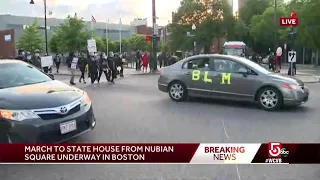 Parade of cars join Boston protest of George Floyd's death