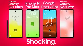 Samsung Galaxy S23 Ultra vs iPhone 14 Pro Max vs Pixel 7 Pro vs S22 Ultra - Battery Drain Test