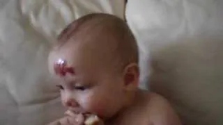 Baby Stephen eats toast