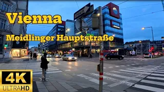 Vienna Meidlinger Hauptstraße, evening Walk - Recorded in 4K HDR