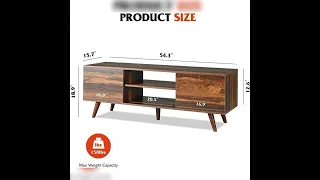 Mid Century Modern TV Stand for 55/60 inch tvs with storage cabinet for living room, rustic brown